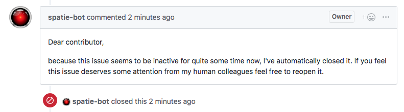 bot closing an issue