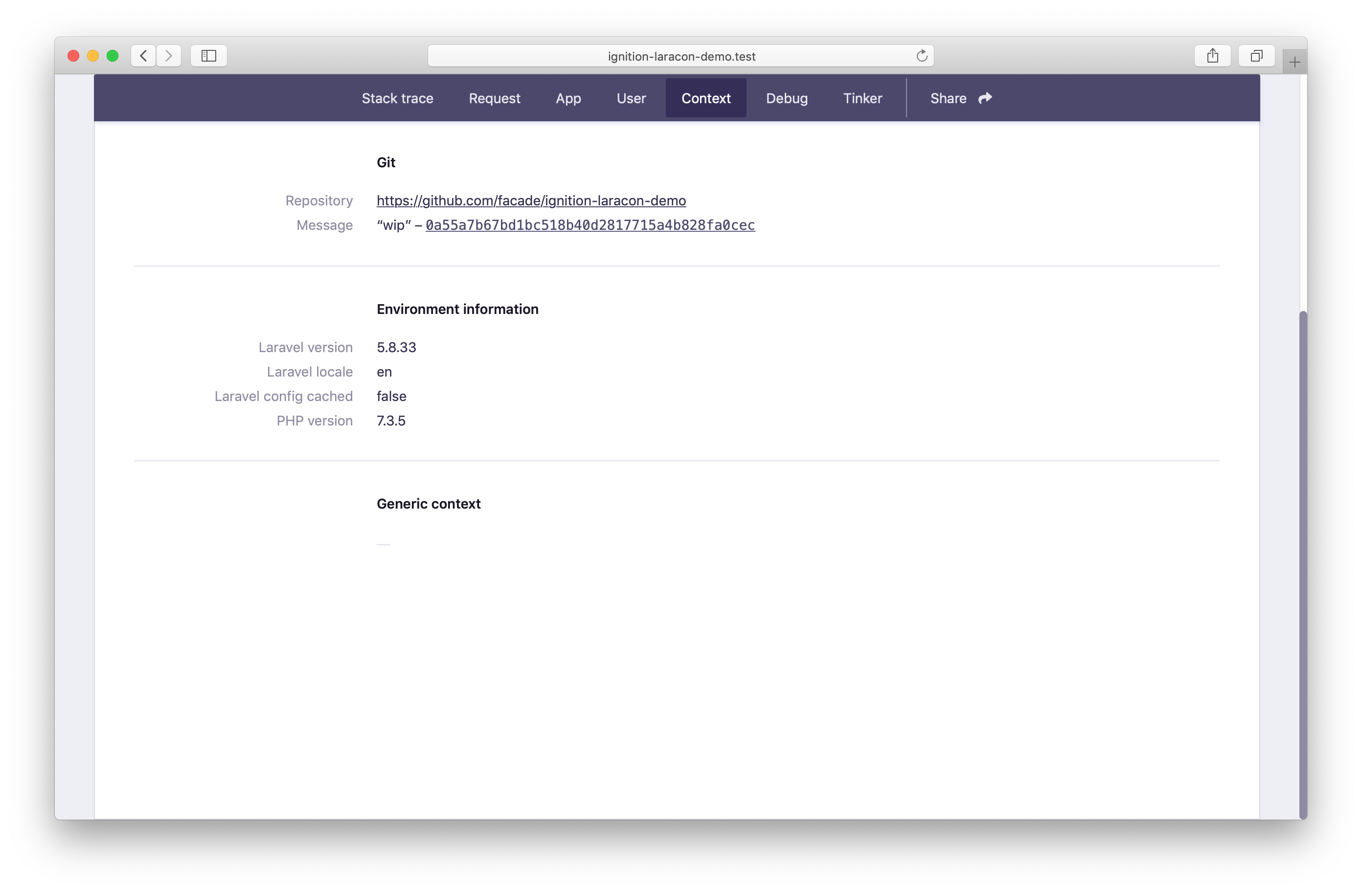 Context tab