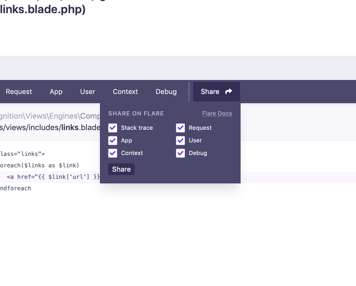 Share dialog
