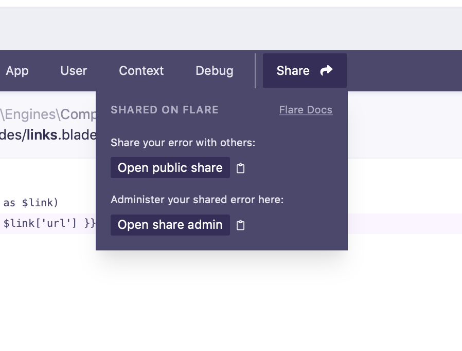 Shared error dialog