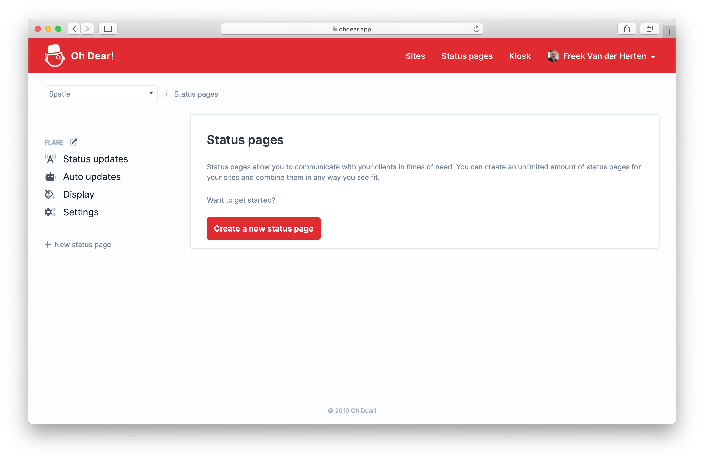 Create status page